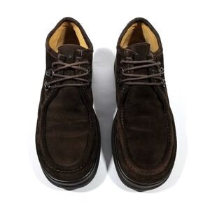 J CREW English Dark Brown Suede Leather Moc Toe Low Top Lace Up Boots Mens 10.5